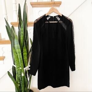 BCBGMaxAzria black lace detail long sleeves dress